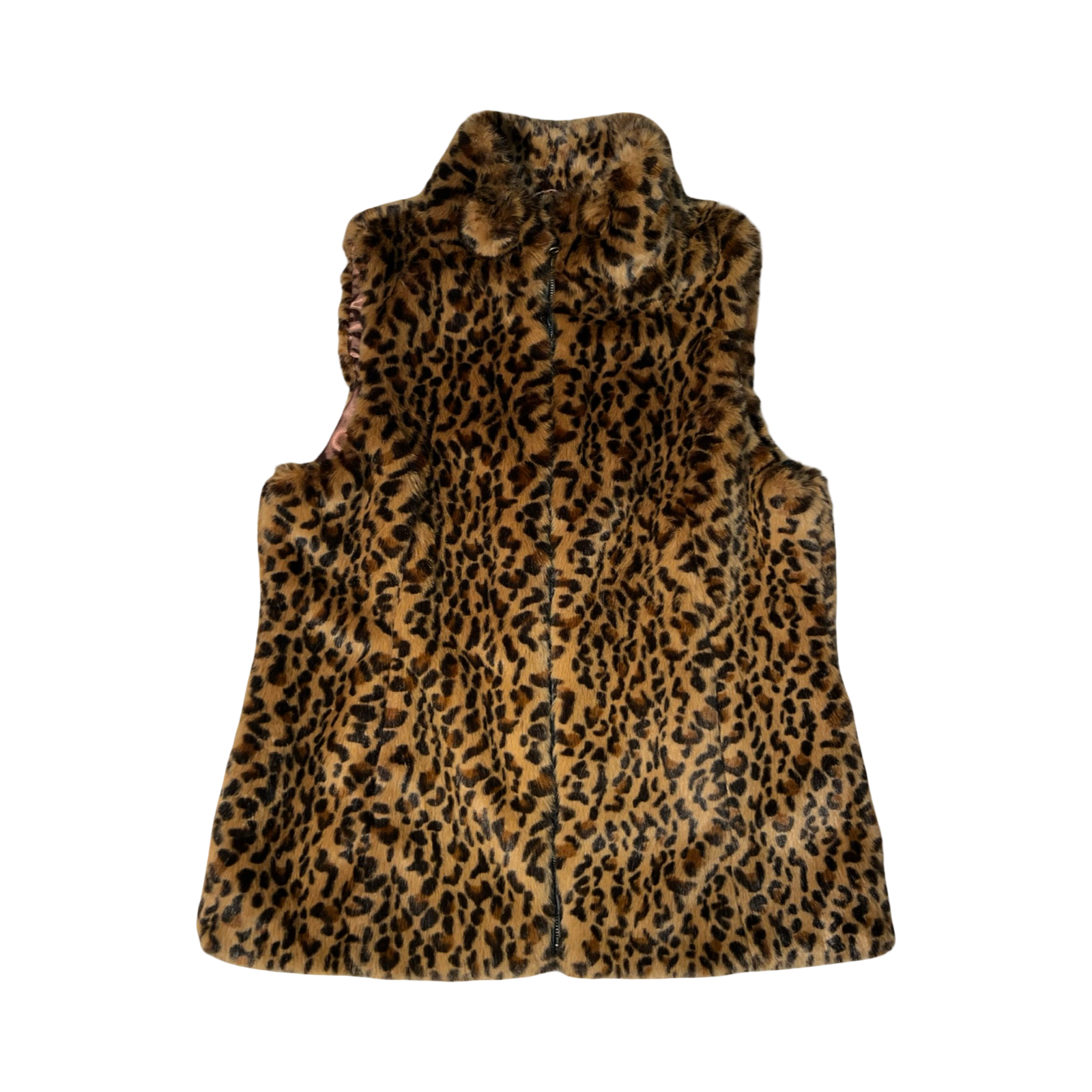 Pomodoro fluffy leopard print faux fur waist coat uk 16