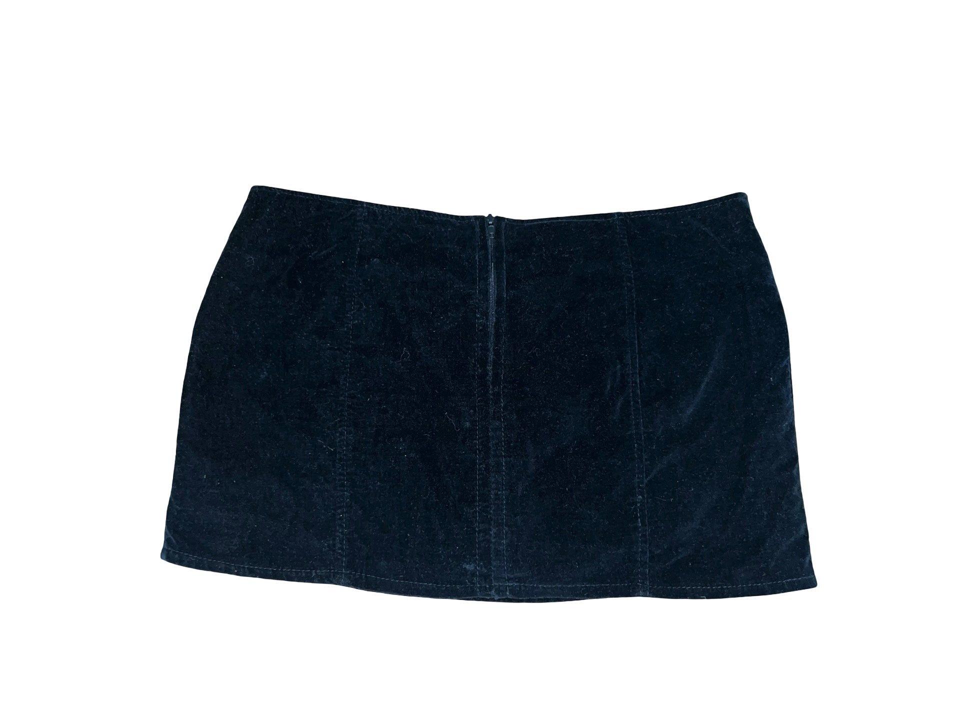 Y2K Heaven + Earth Black Velvet Buckle Micro Mini Skort | 00s Low Rise ukS