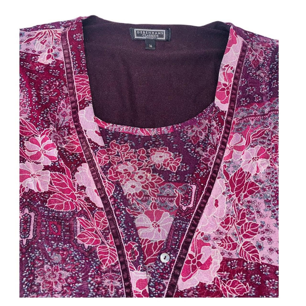 Cute purple floral mix double lined y2k top Debenhams uk16
