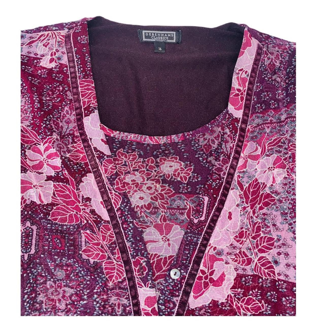 Cute purple floral mix double lined y2k top Debenhams uk16