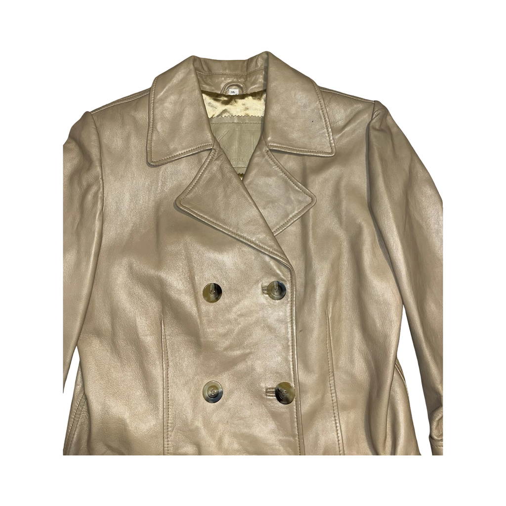 Kit the natural choice tan leather vintage coat uk S
