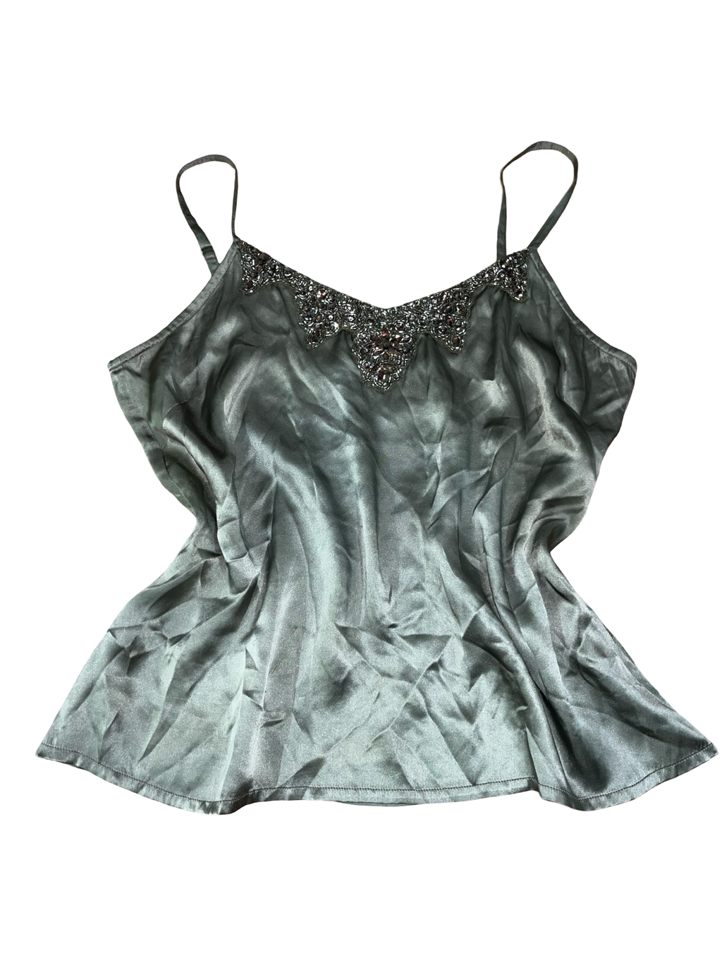 Y2K Biba Embellished Satin Cami Top UK L