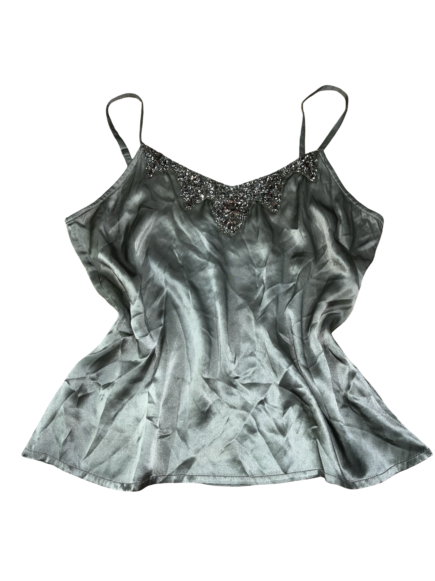 Y2K Biba Embellished Satin Cami Top UK L
