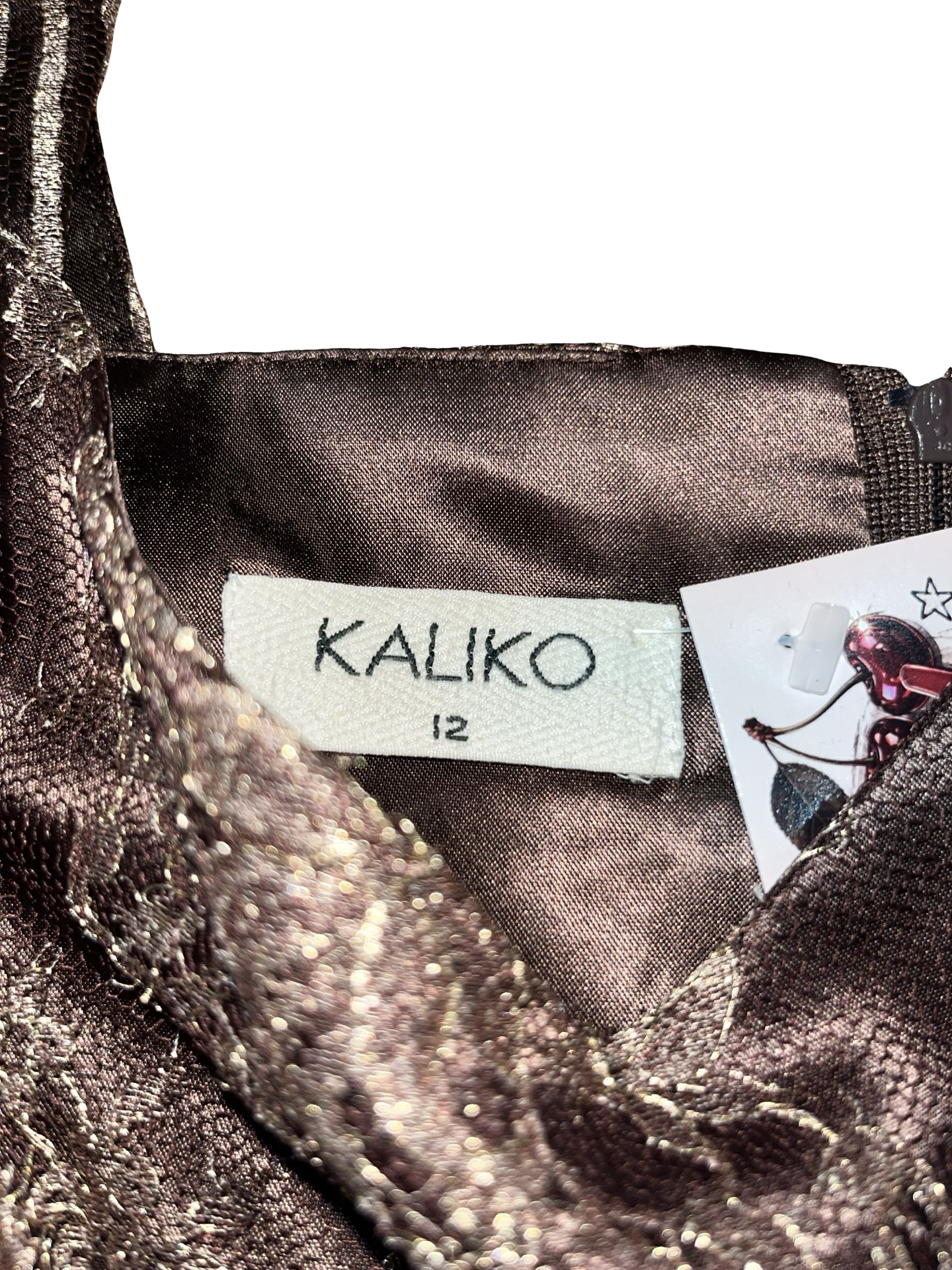 Kaliko Bronze Metallic Floral Jacquard Corset Cami Top UK 12