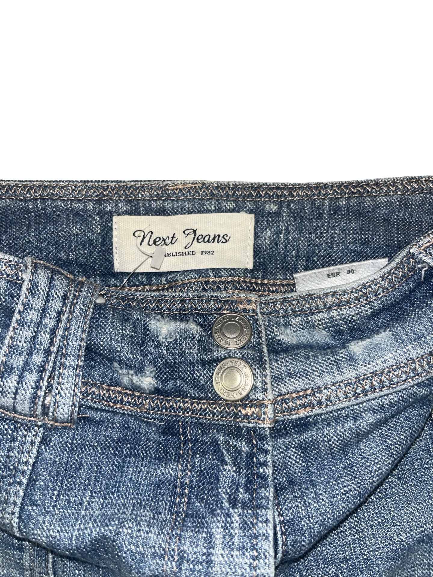 Next Jeans Distressed Denim Mini Skirt | Blue Low Rise Utility Mini uk12