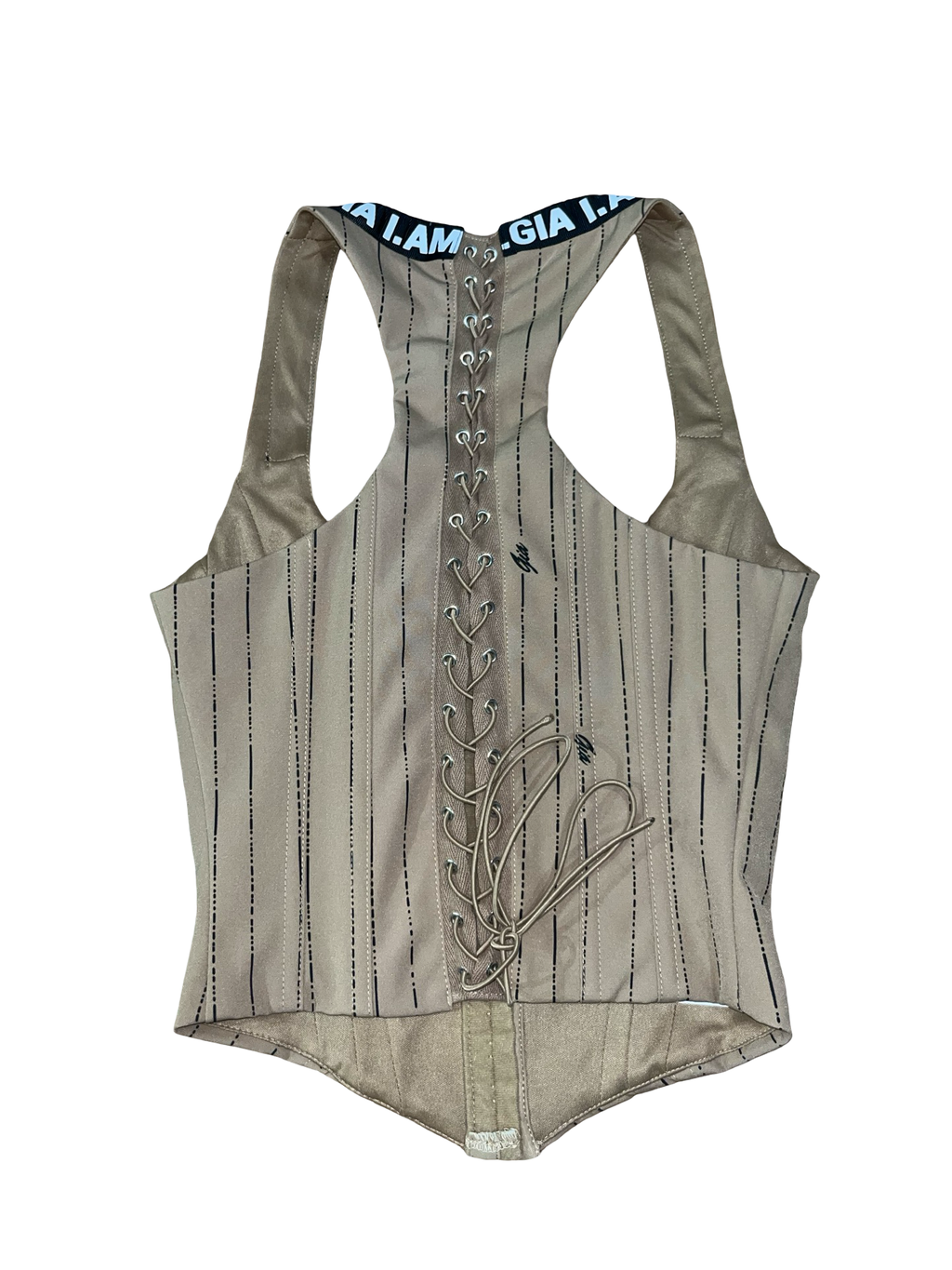 I.AM.GIA Phaedra Corset Top Beige Lace Up Y2K SizeS