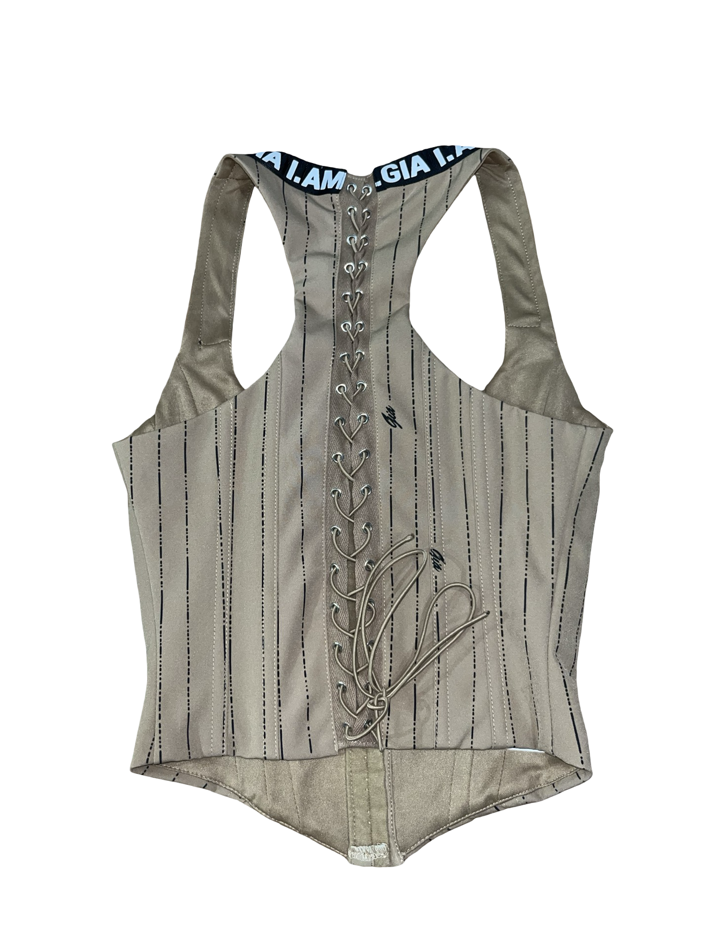 I.AM.GIA Phaedra Corset Top Beige Lace Up Y2K SizeS
