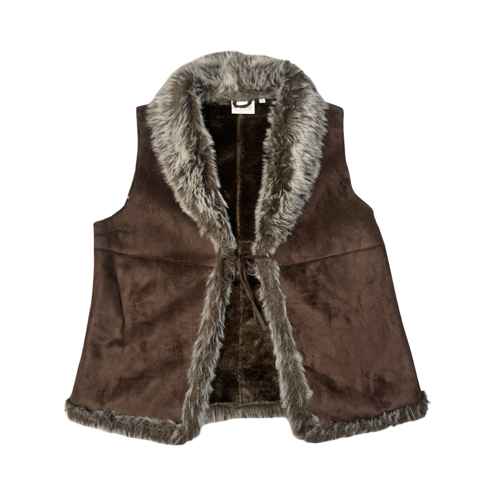 Papaya brown fur y2k waist coat uk18