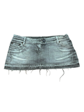Vintage Y2K River Island Brown Wash Rhinestone Denim Micro Mini Skirt Uk14
