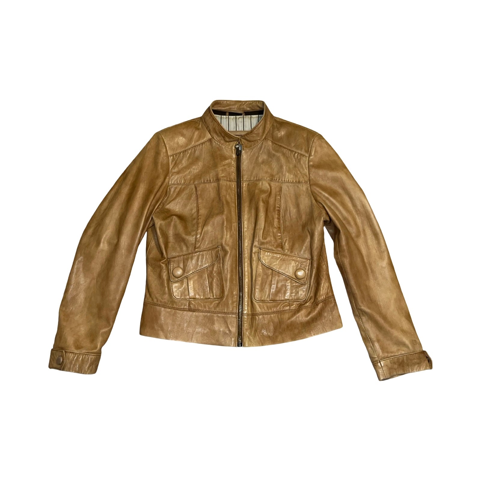 Next Y2K 2000’s tan leather jacket uk S/M