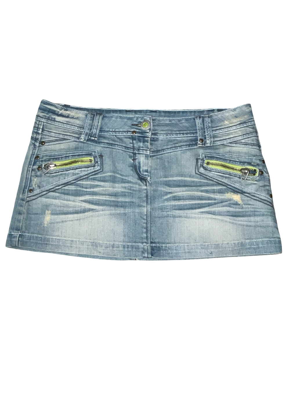 Vintage Y2K A|wear Low Rise Denim Micro Mini Skirt UK 16