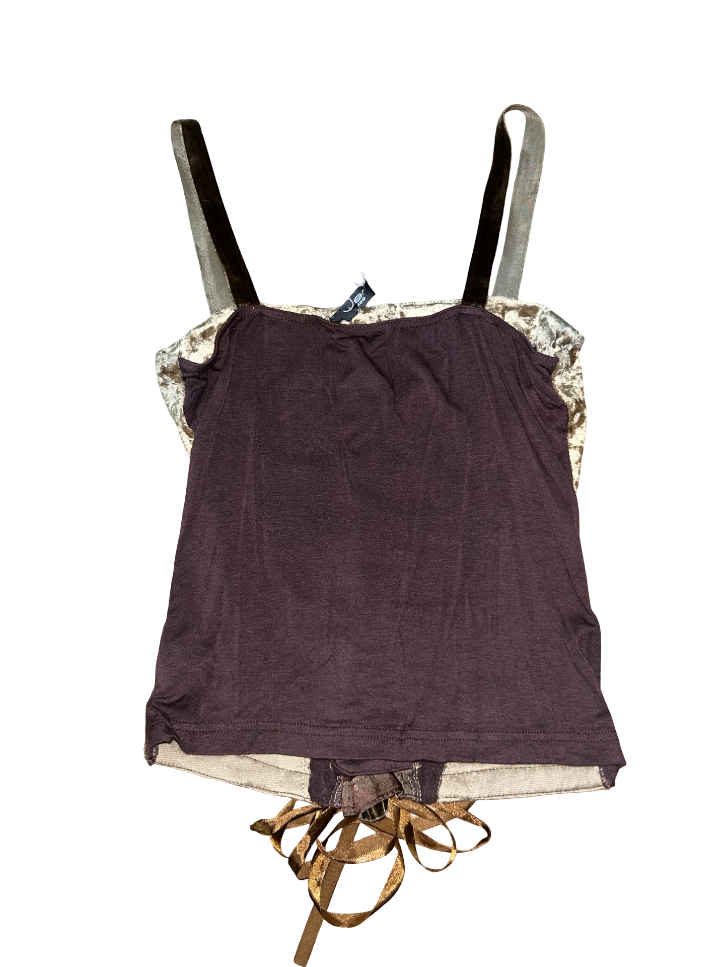 Vintage Y2K New Look Velvet Lace-Up Corset Cami Top UK 10