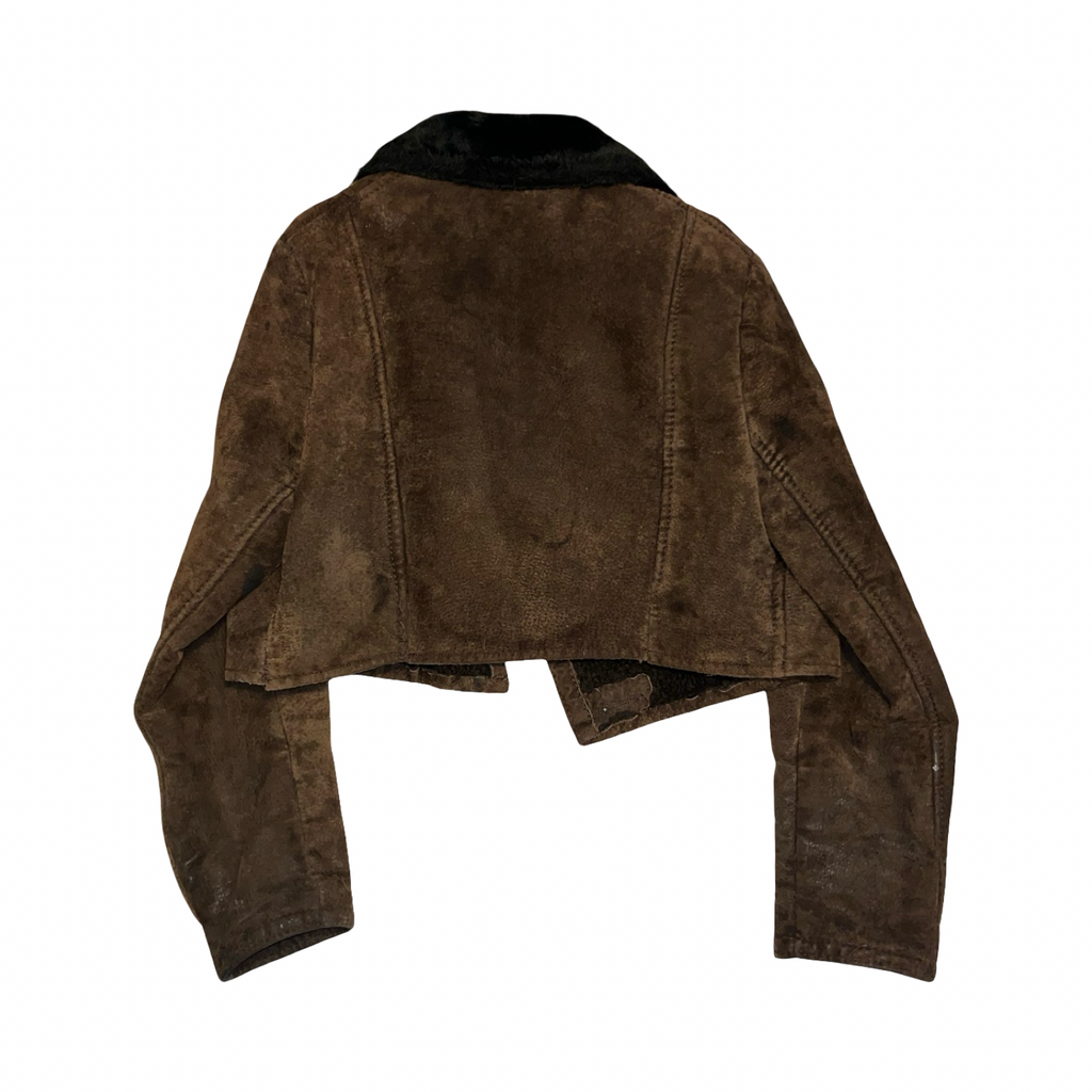 Vintage sheep skin fur cropped coat uk S/M