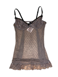 Y2K Sheer Mesh Underwired Lace Cami Top UK 36C