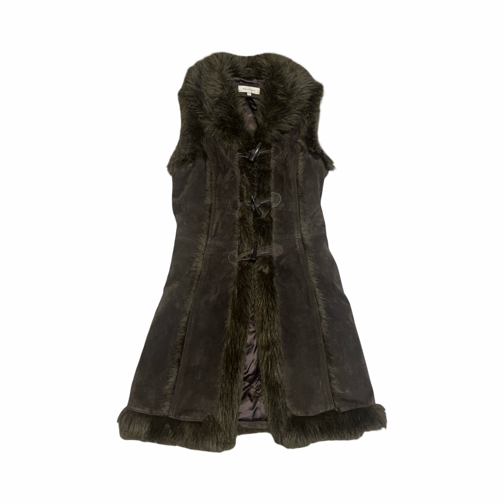 Rocha John Rocha long suede and fur waist coat uk 8