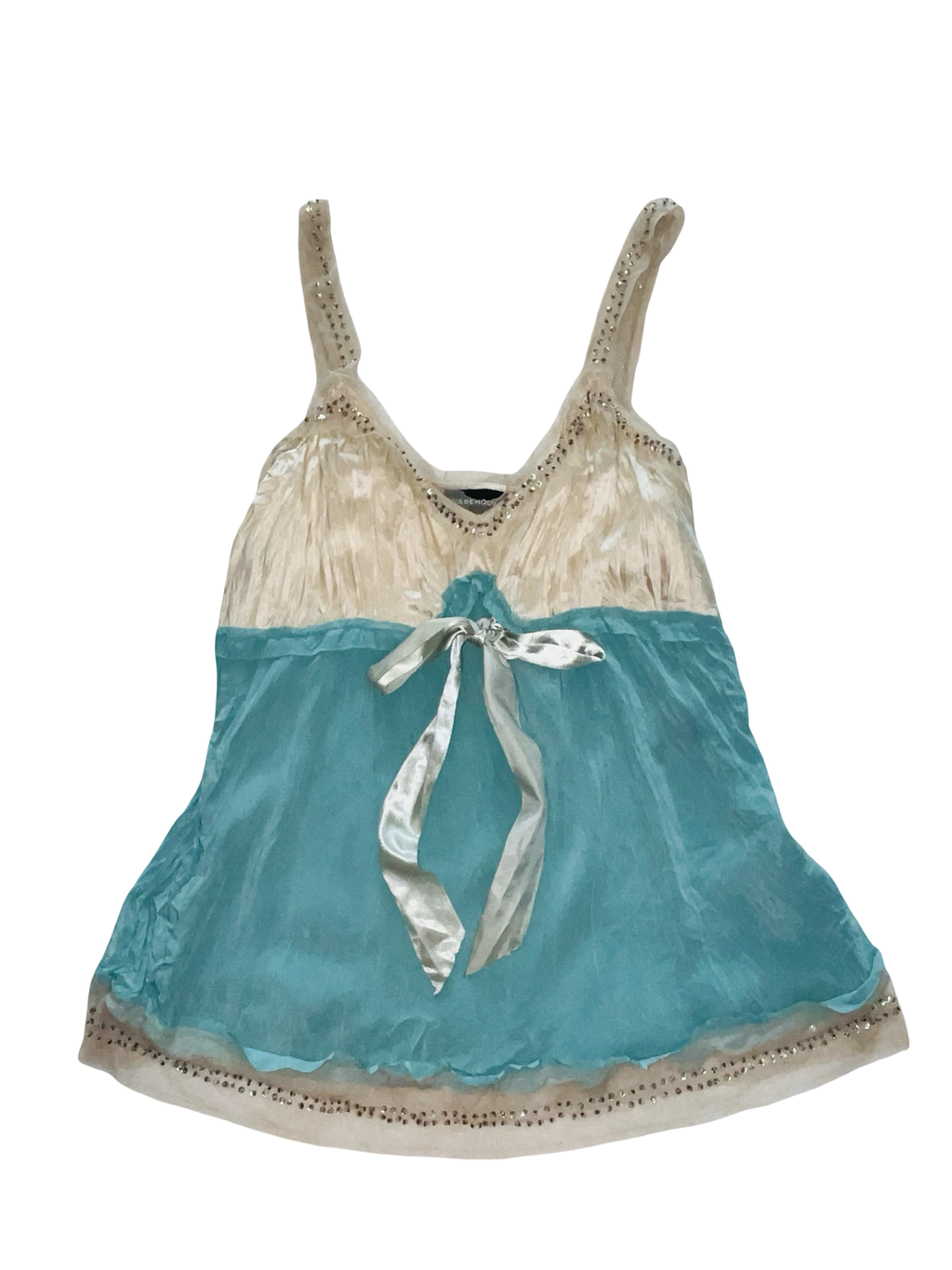 Y2K Warehouse Cami Top Diamanté Bow Fairycore UK 14