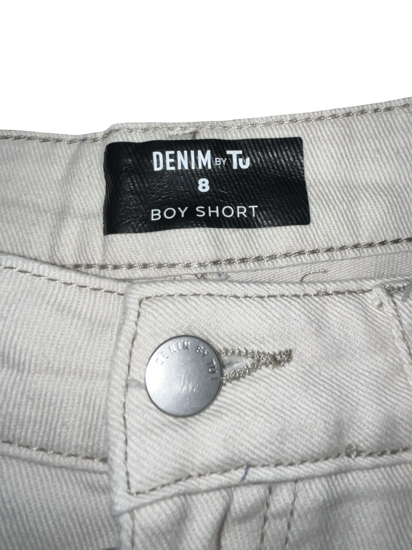 Denim by TU White Distressed Boyfriend Denim Shorts UK 8