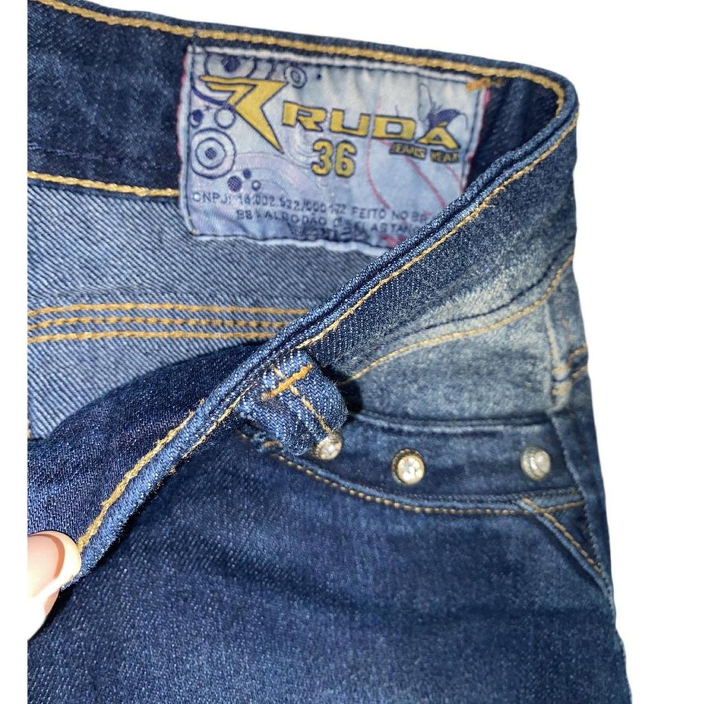 Ruda dark wash y2k blue  vintage low rise flare jeans ukS