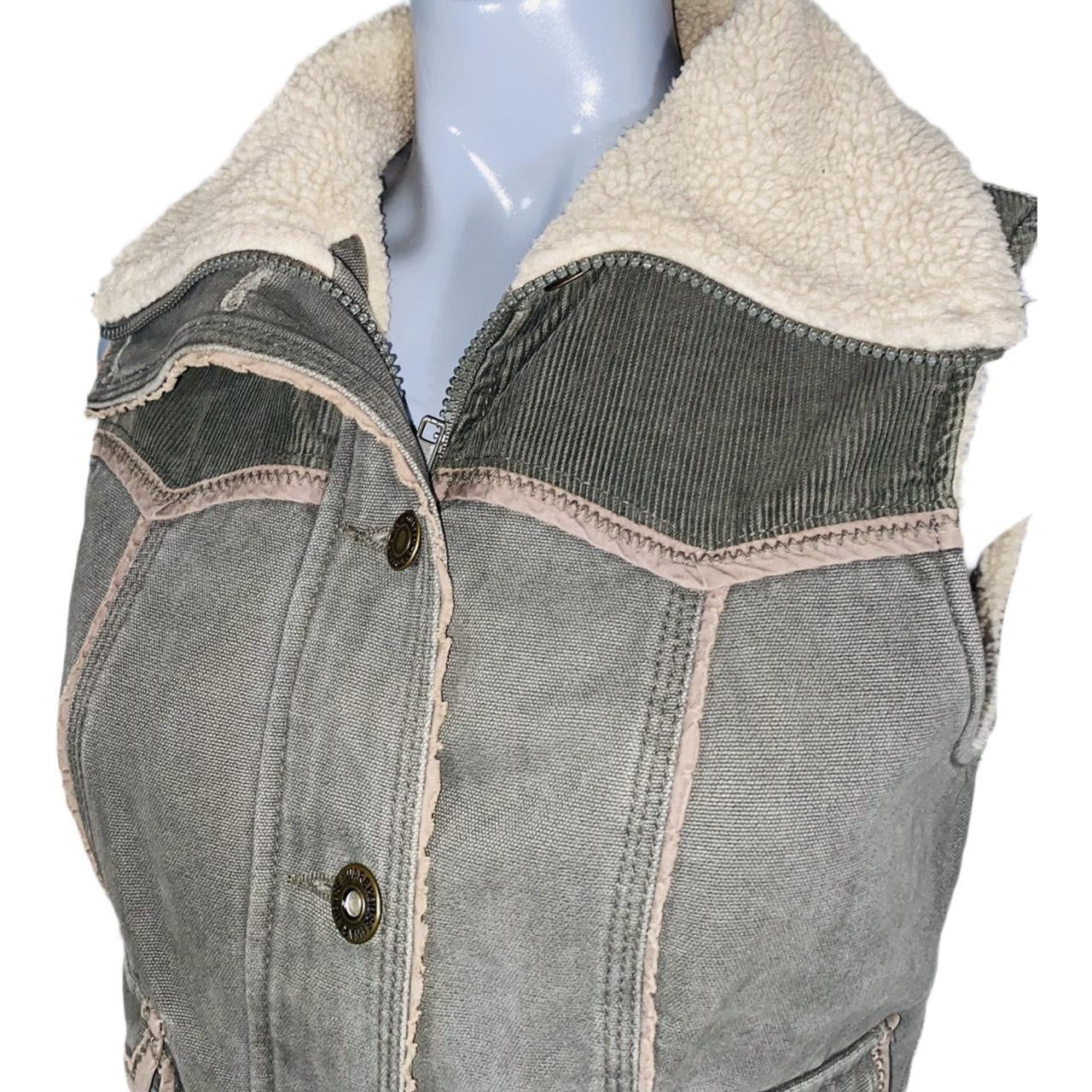 Green khaki and beige lined y2k Warehouse gilet uk10