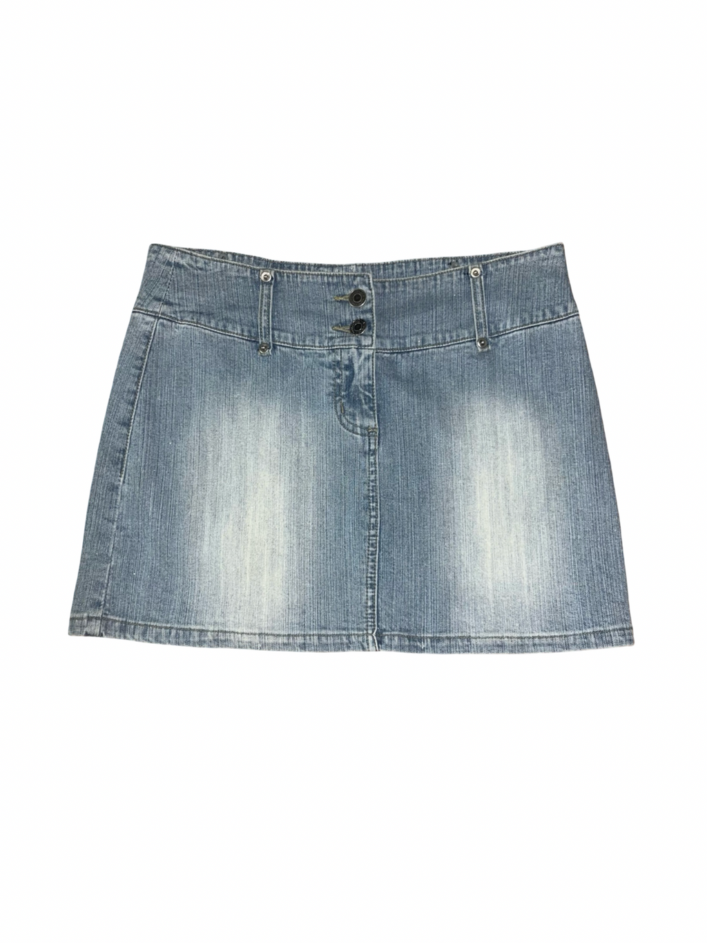 Pilot Denim Mini Skirt Light Wash Low Rise uk10