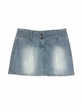 Pilot Denim Mini Skirt Light Wash Low Rise uk10
