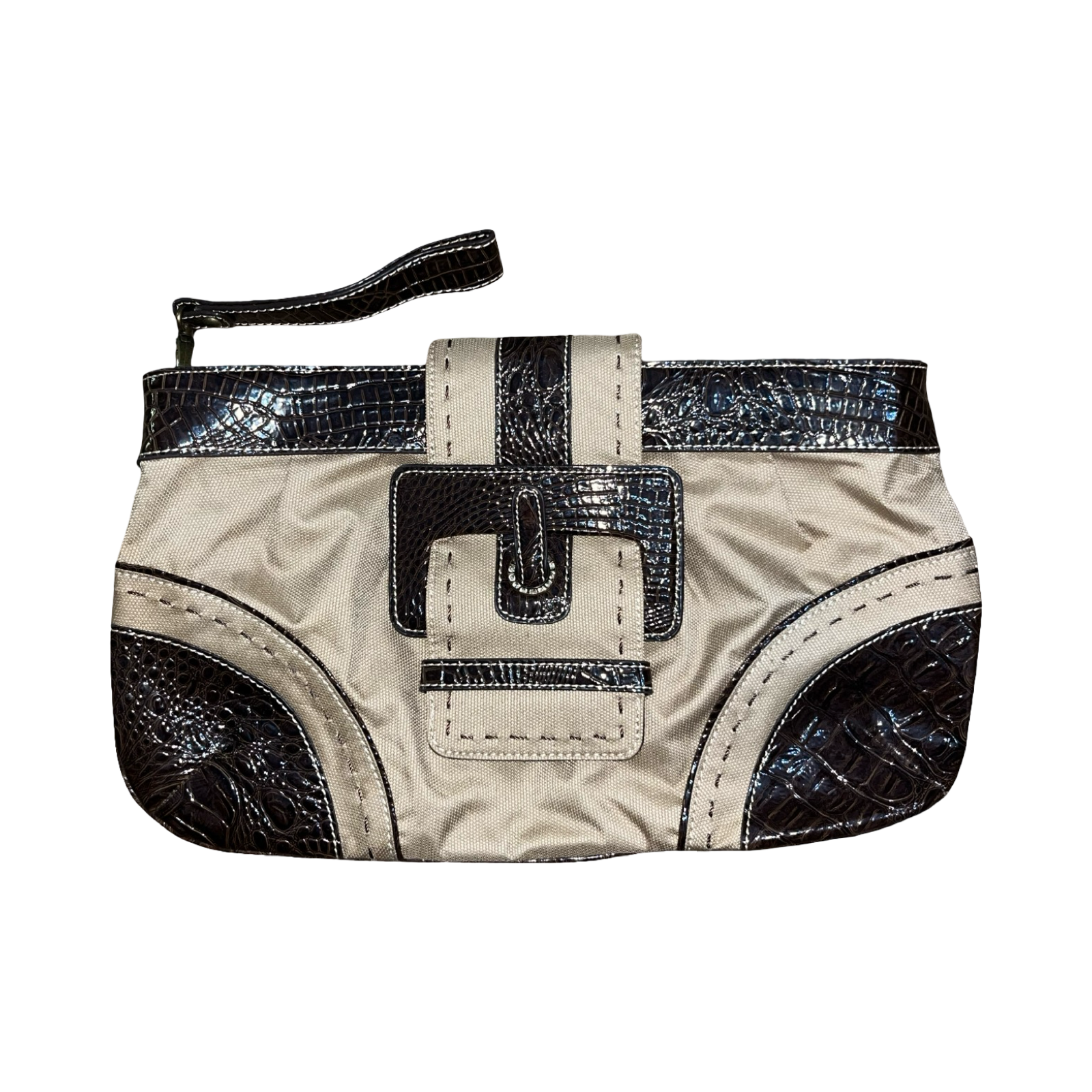 River island 2000’s beige and brown clutch bag