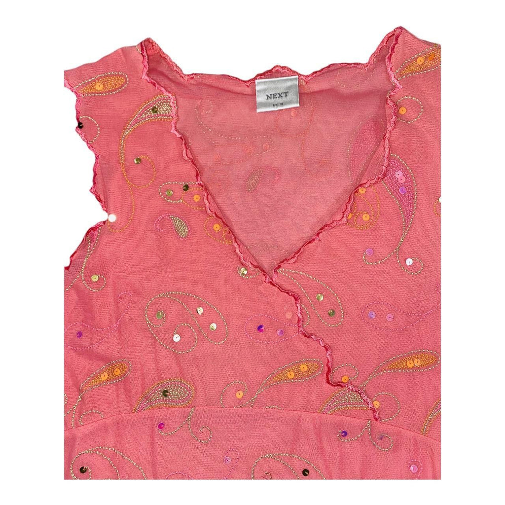 NEXT sequin embroidered V-neck blouse with ruffles Uk16