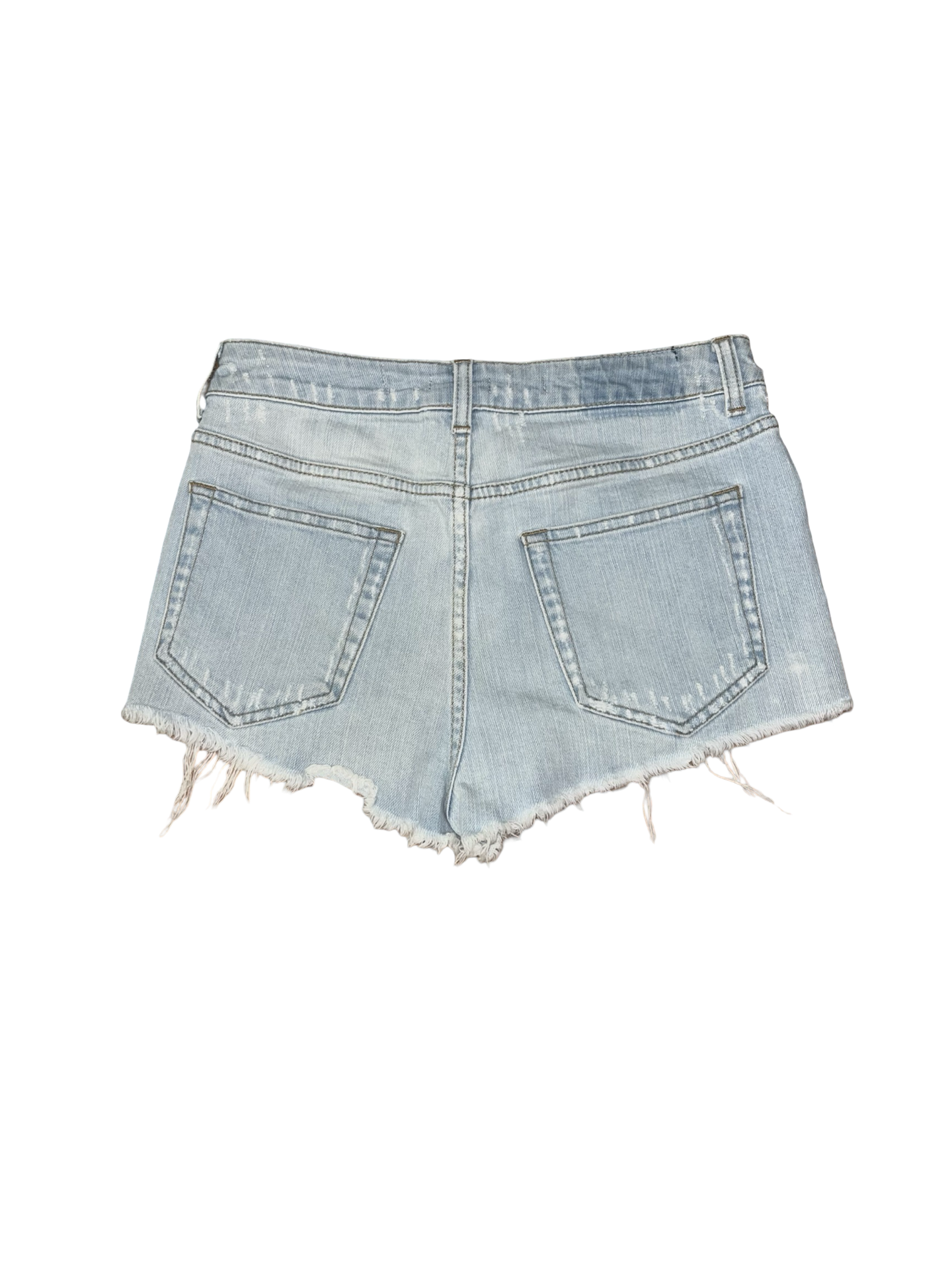 Topshop Moto Light Wash Distressed Denim Hotpants Shorts uk10