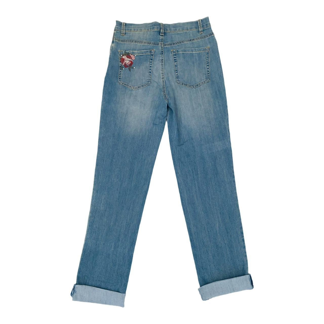 Gloria Vanderbilt floral embroidered denim jeans ukS