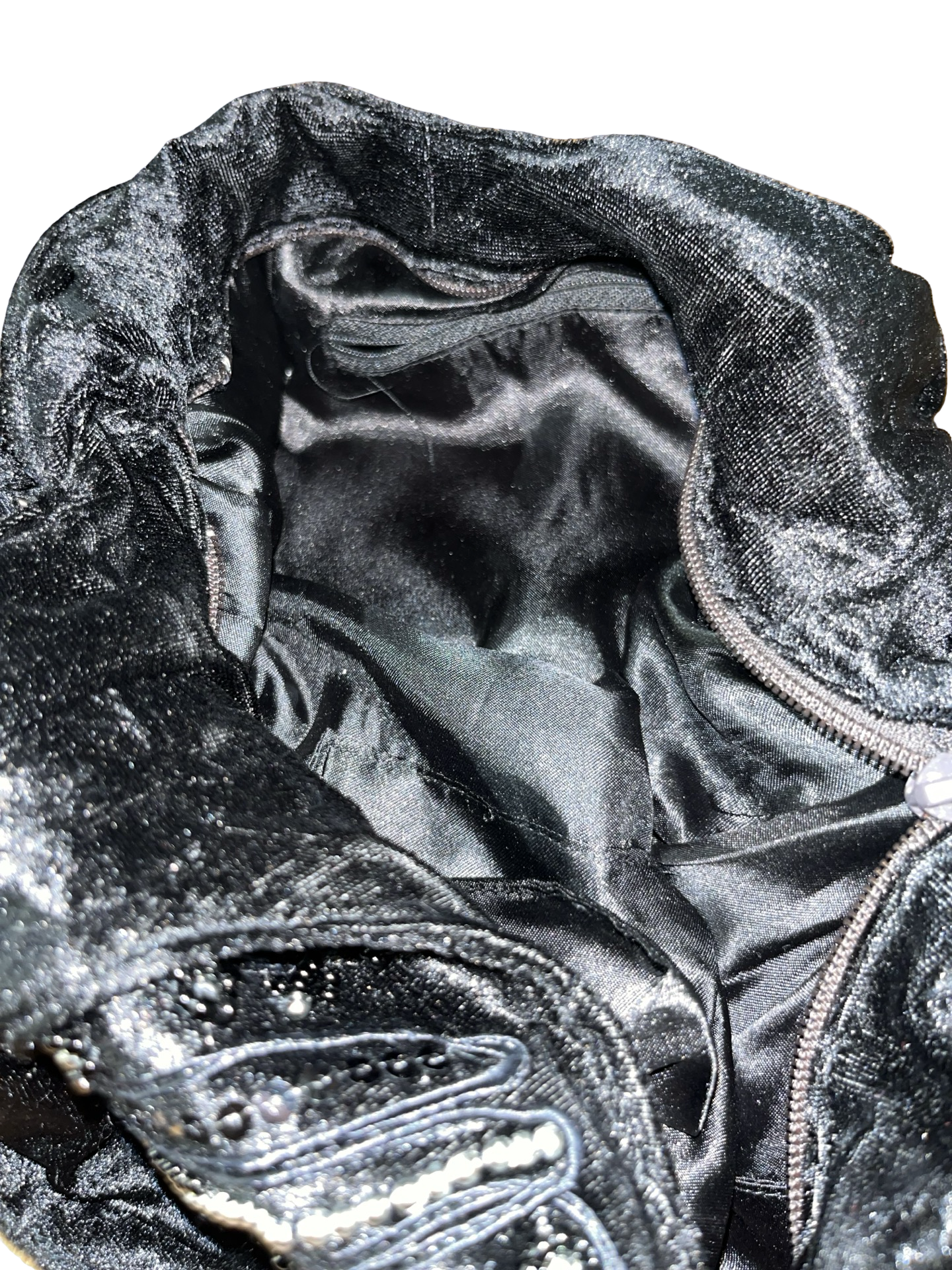 Vintage Y2K Black Velvet Embellished Shoulder Bag Boho
