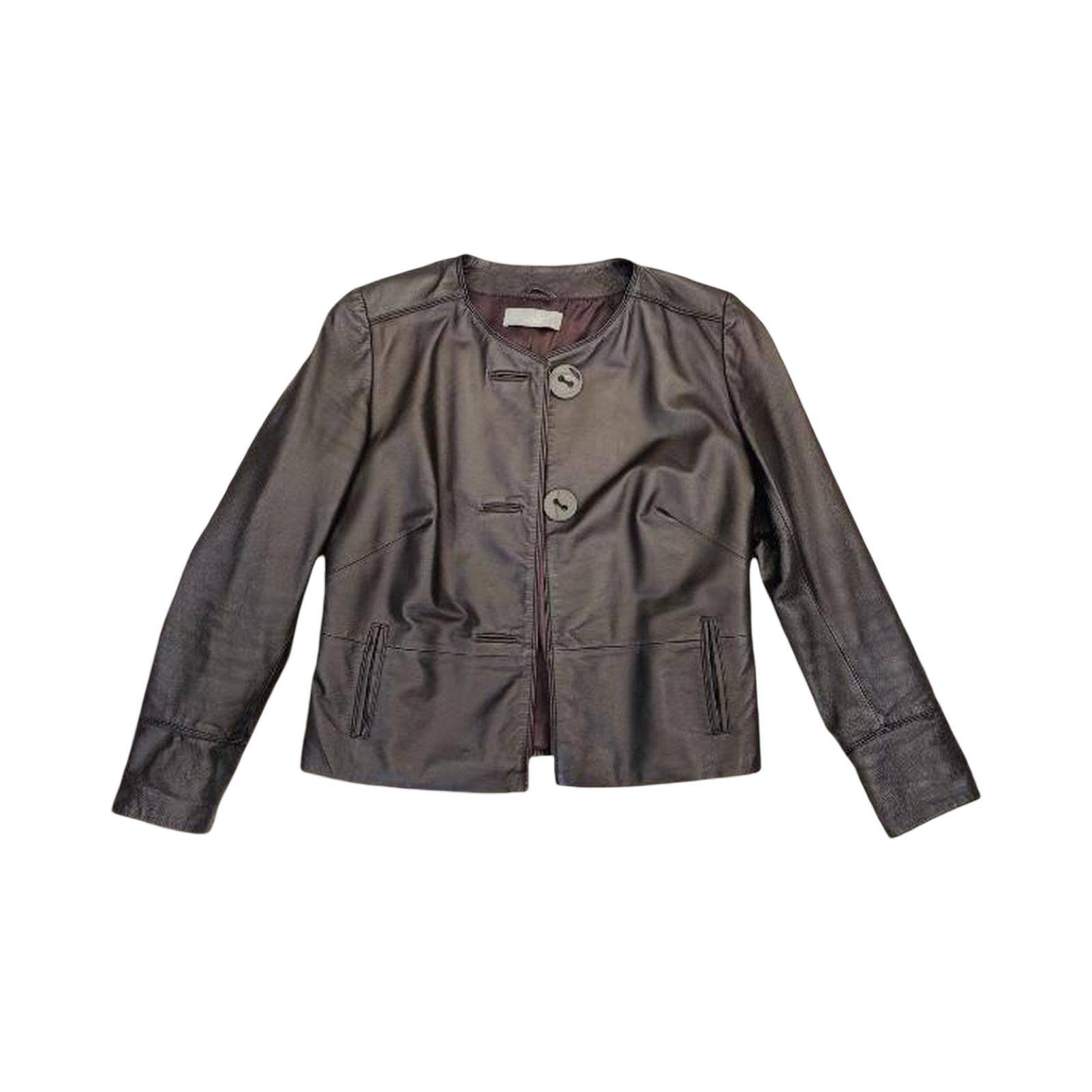 Wallis brown leather jacket with button front ukS