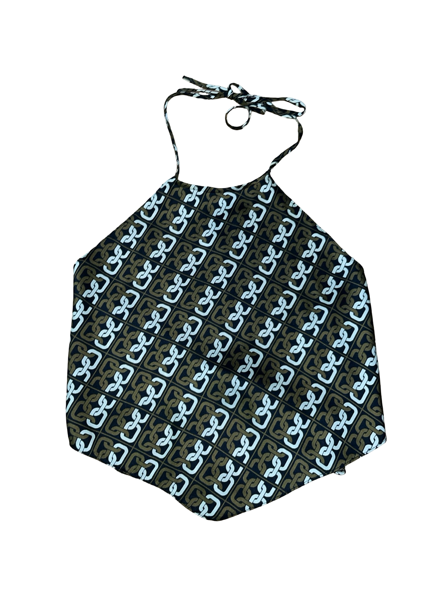 Collusion Y2K Geometric Chain Print Halterneck Scarf Top UK 10
