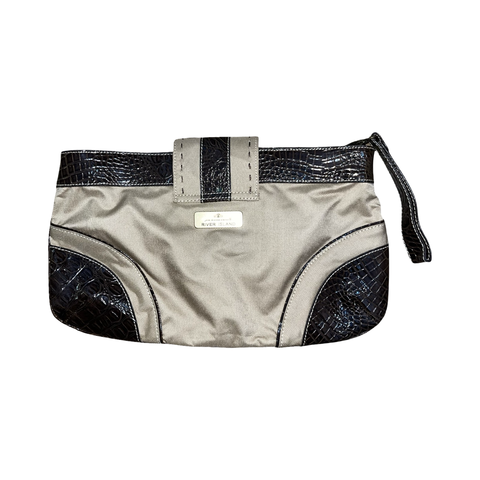 River island 2000’s beige and brown clutch bag