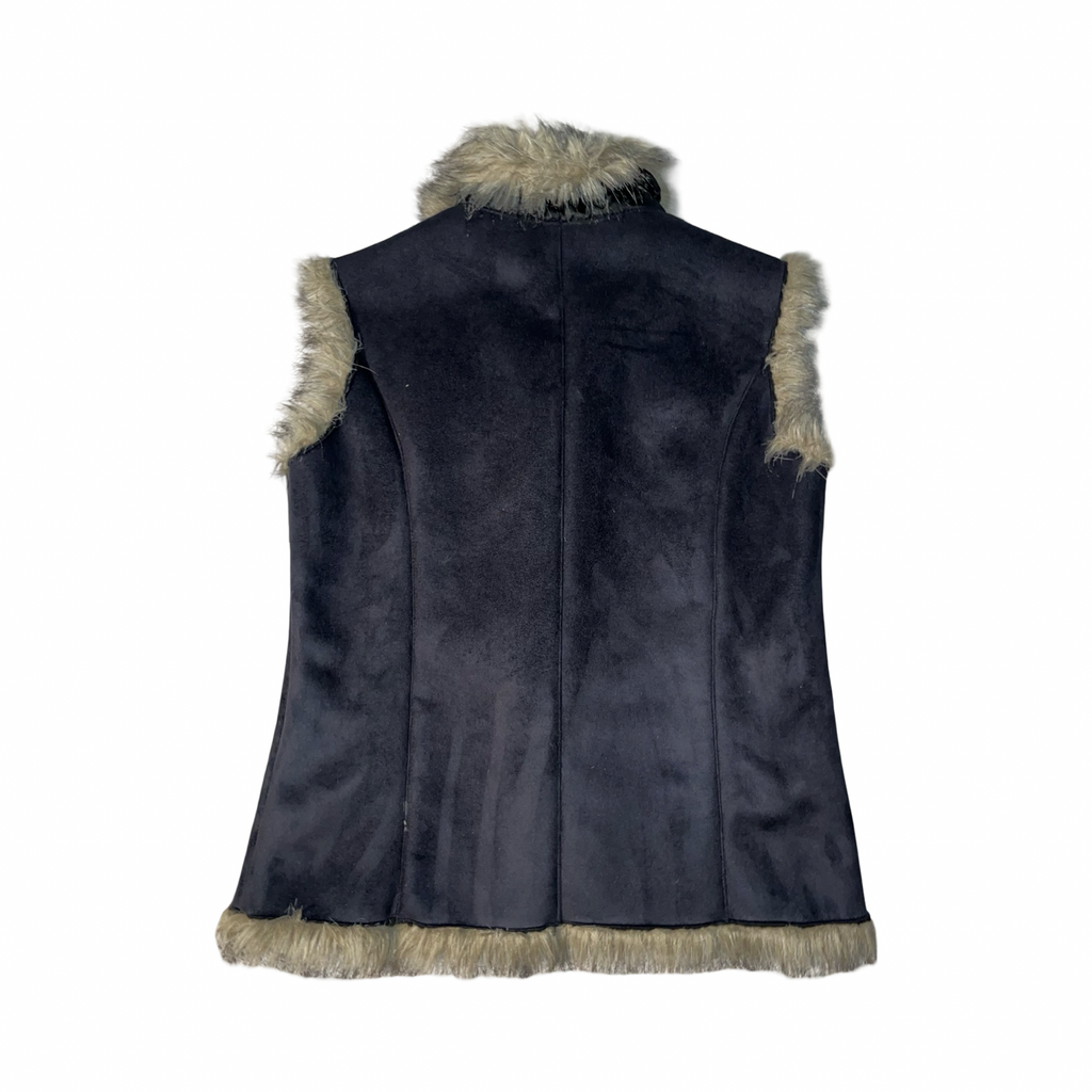 Mia Moda suede and faux fur Y2K waist coat uk14