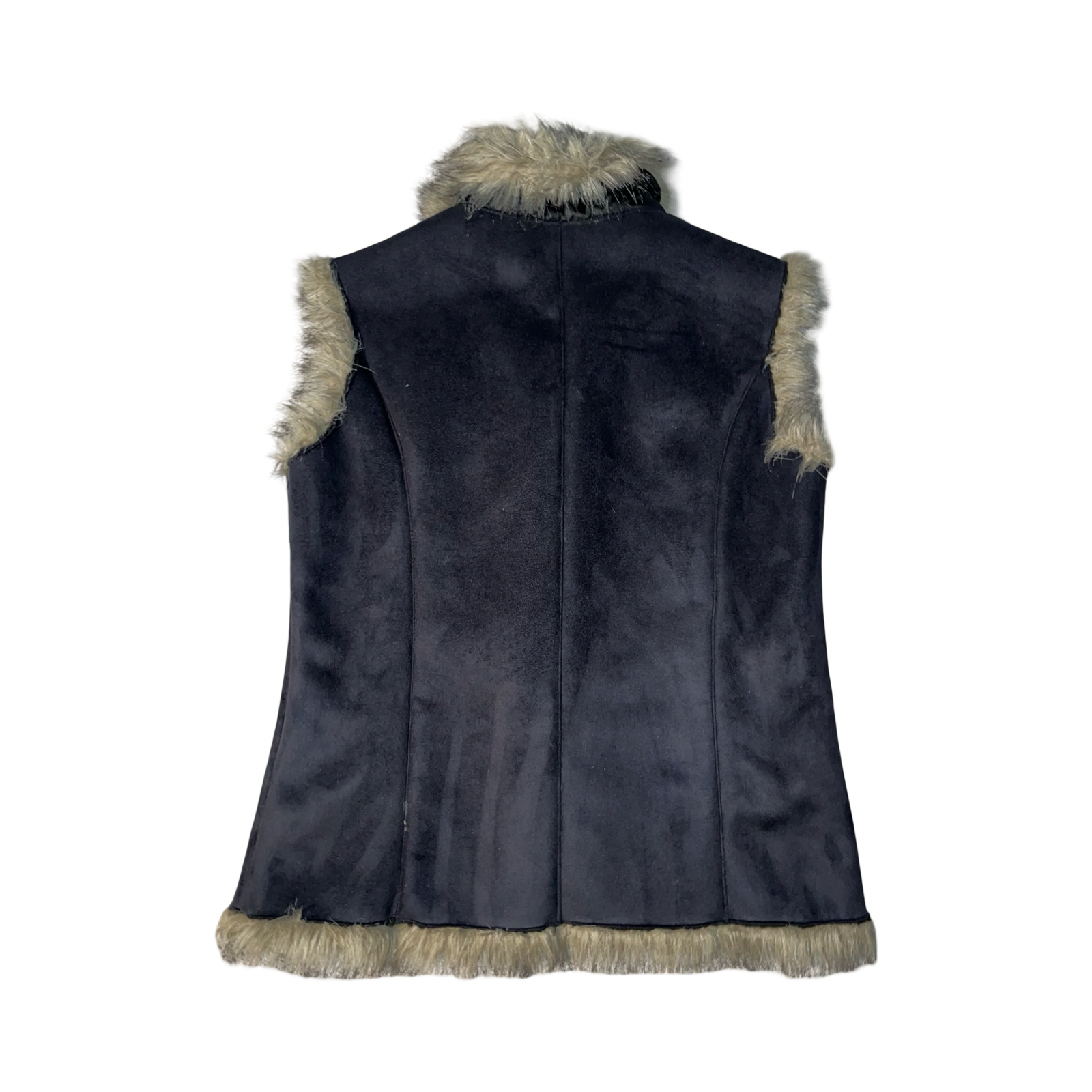 Mia Moda suede and faux fur Y2K waist coat uk14