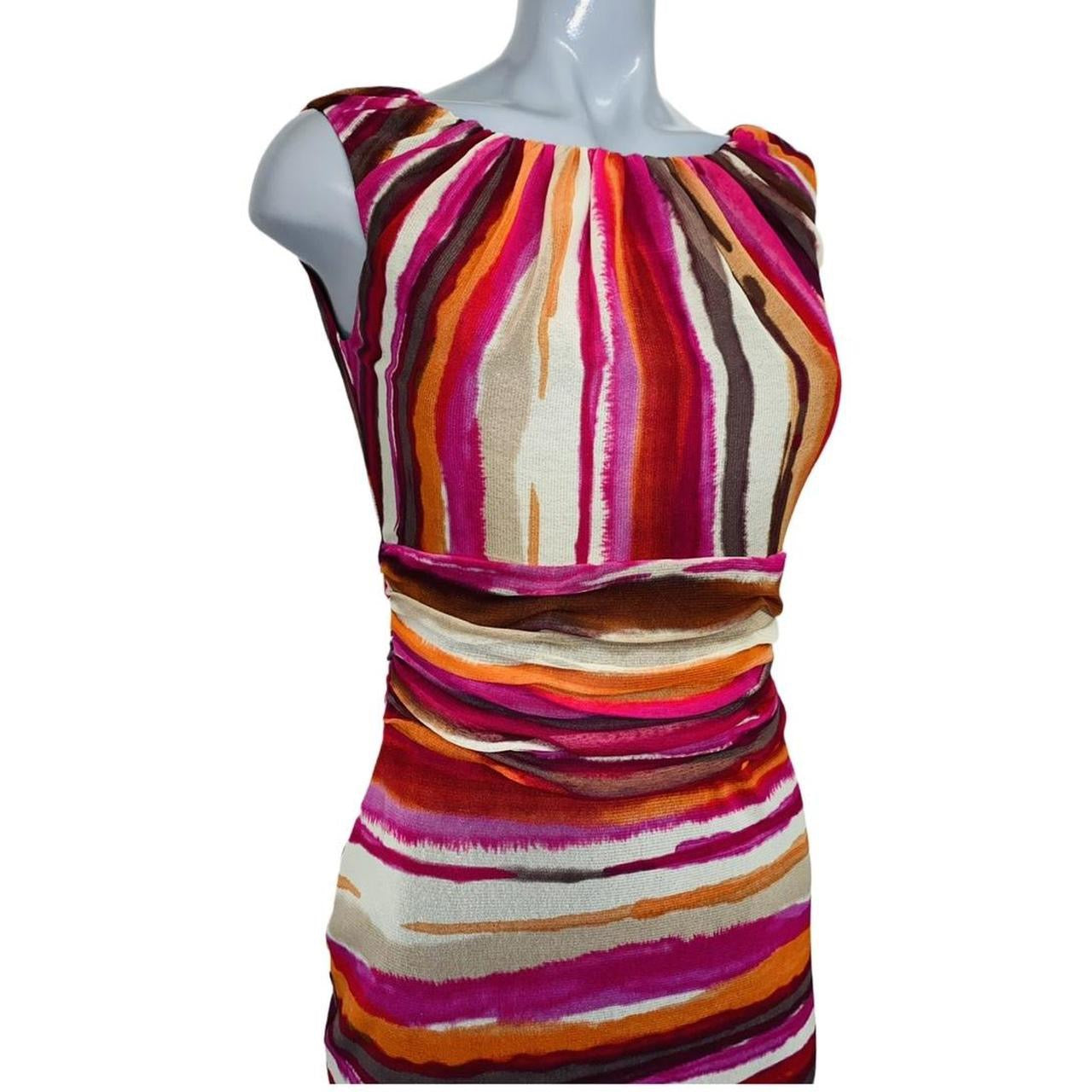 Red mix striped midi dress with a fitted silhouette ukS