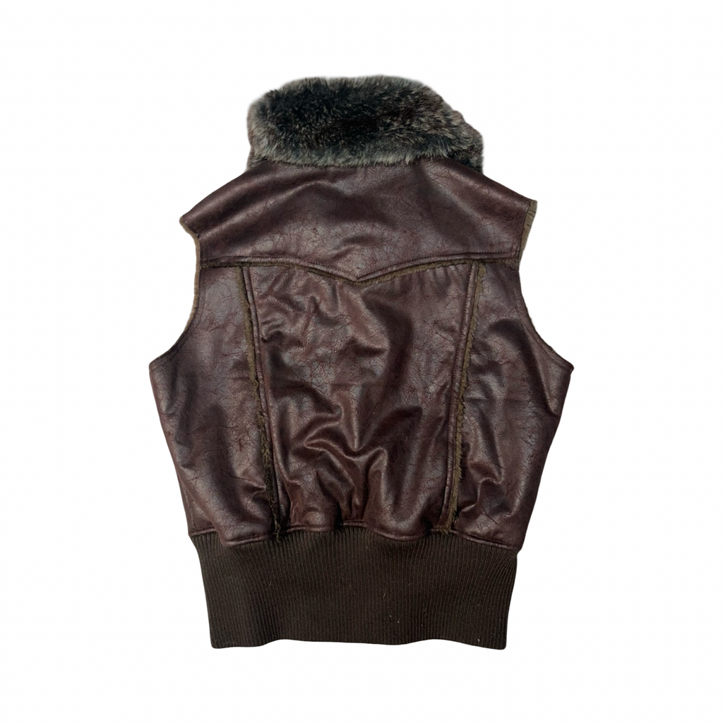 TU•CHUZY? 2000’s y2k faux fur uk 14 waist coat