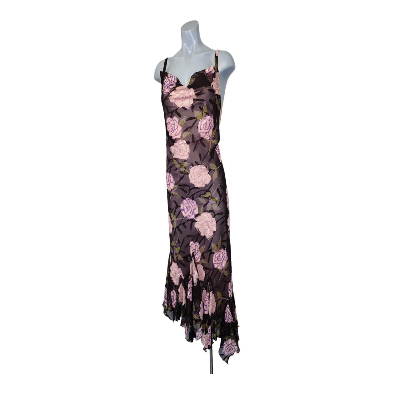 Pink floral fairy core vintage Satsuma London dress uk16