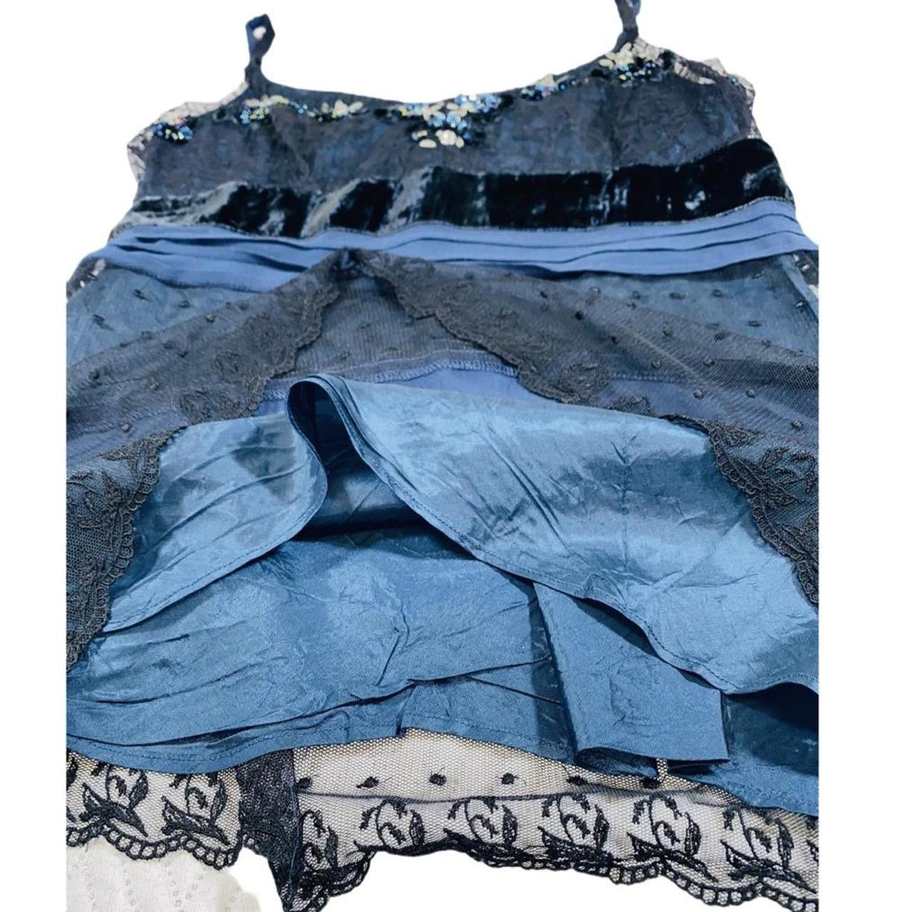 Oasis blue silk blend velvet lace cami uk 12