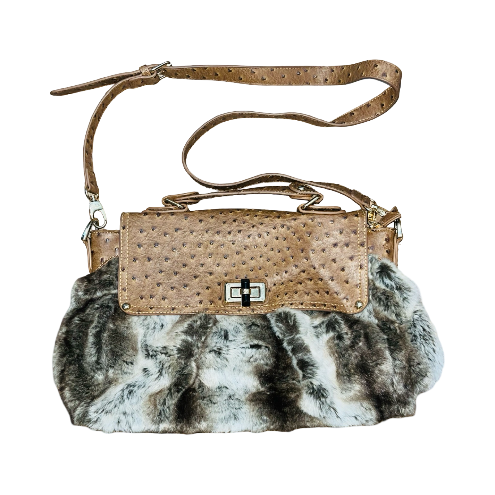 LYDC London leather and fur crossbody/ handbag
