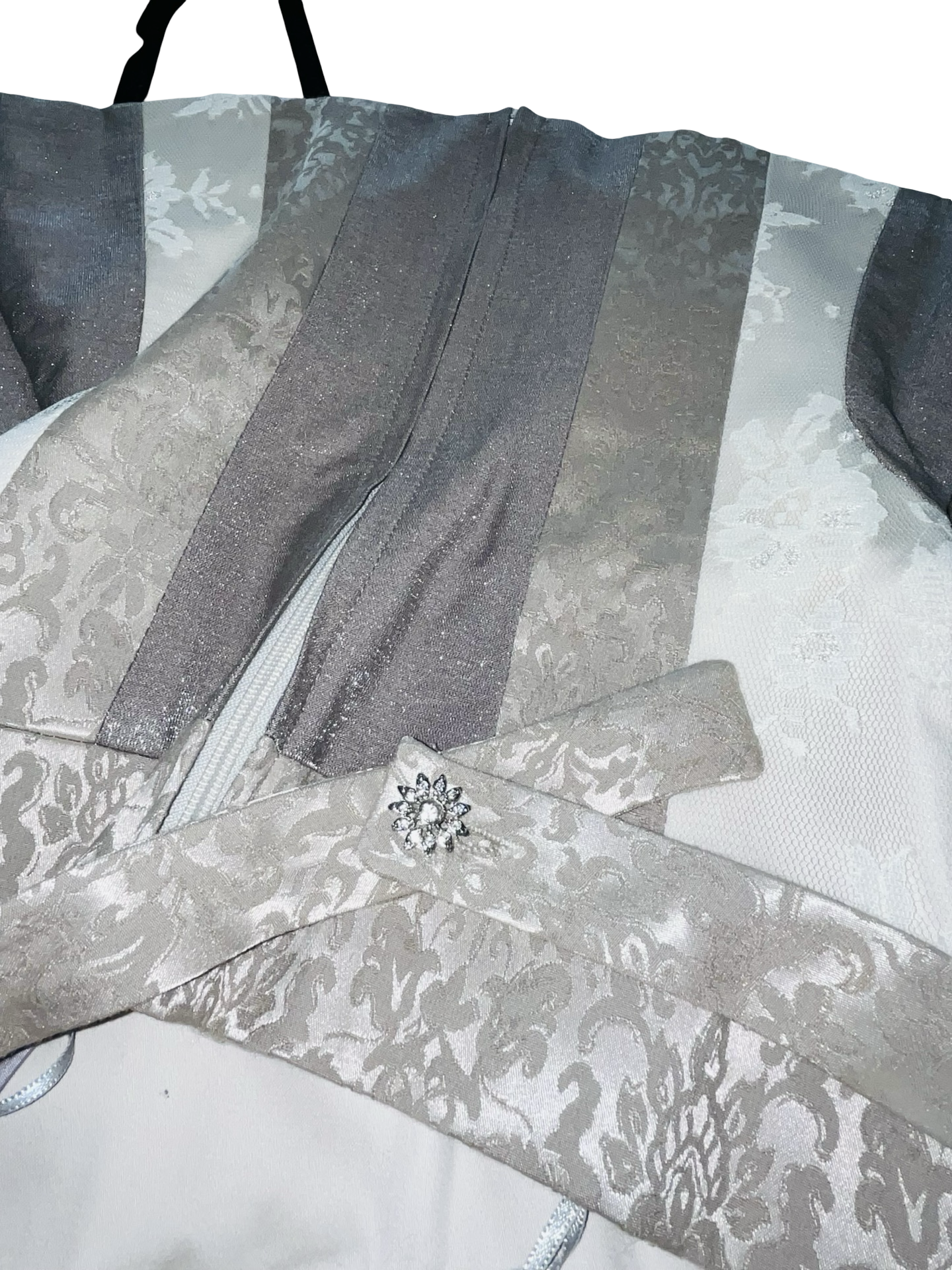 Y2K Next Woman Silver Brocade Halterneck Top UK 8