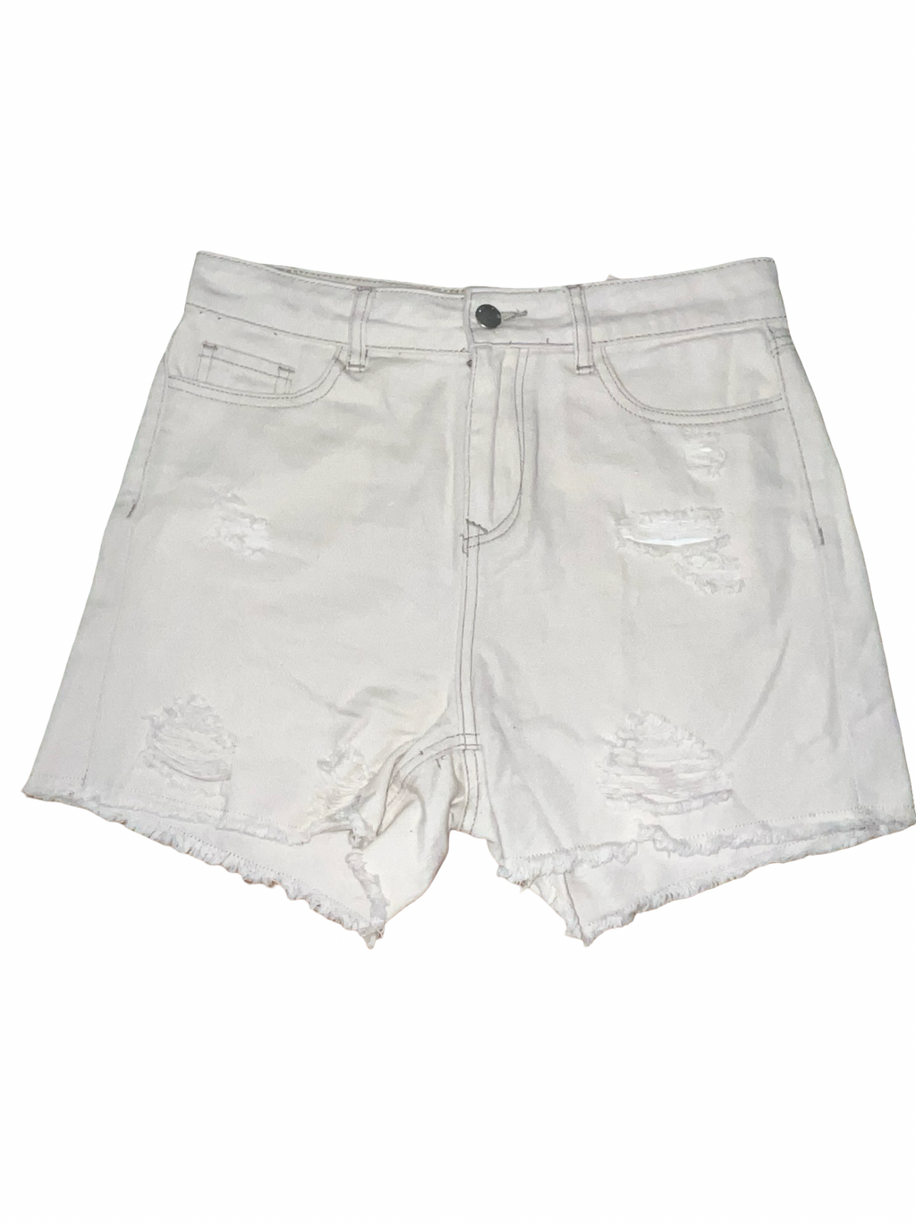 Denim by TU White Distressed Boyfriend Denim Shorts UK 8