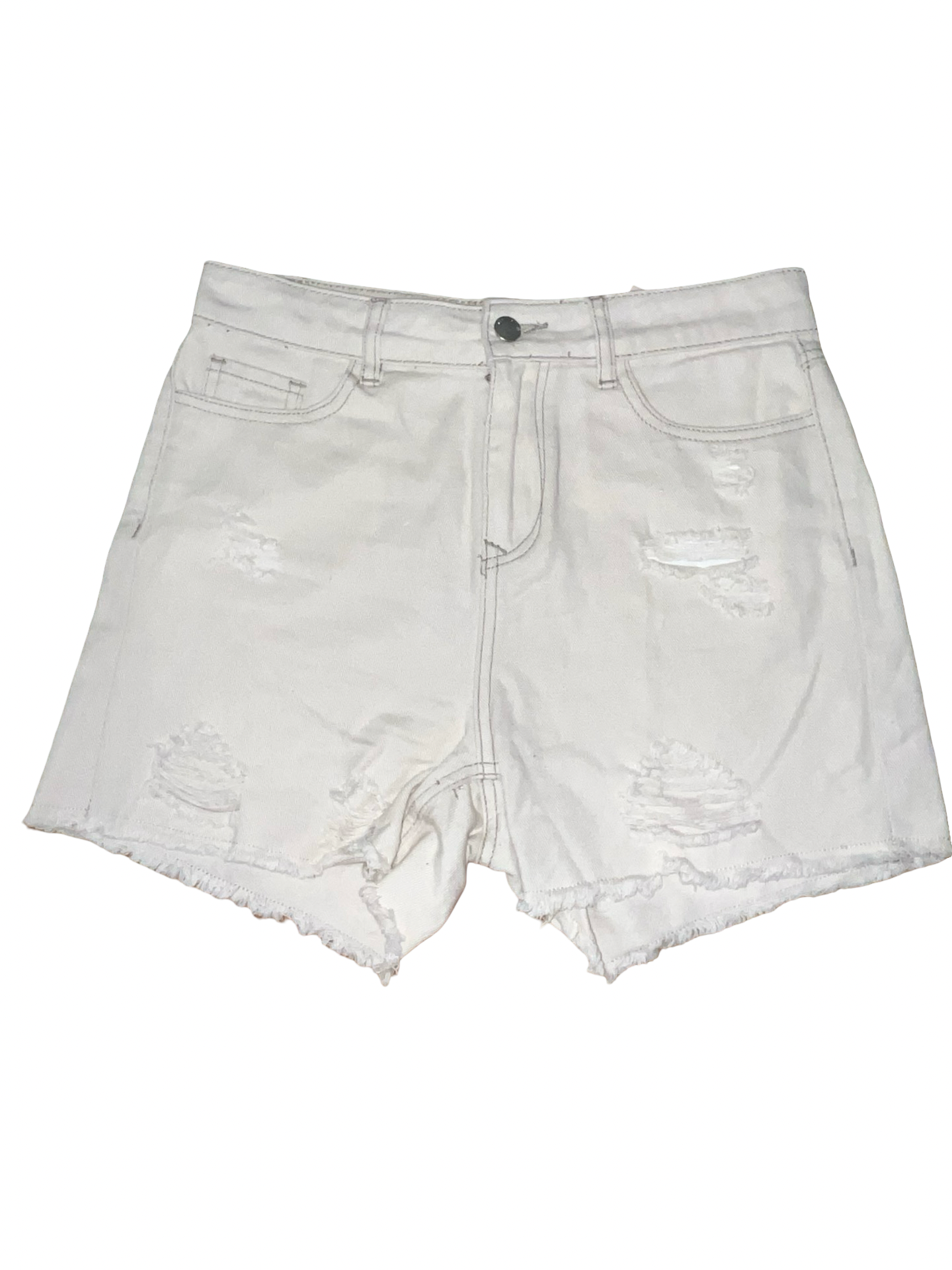 Denim by TU White Distressed Boyfriend Denim Shorts UK 8