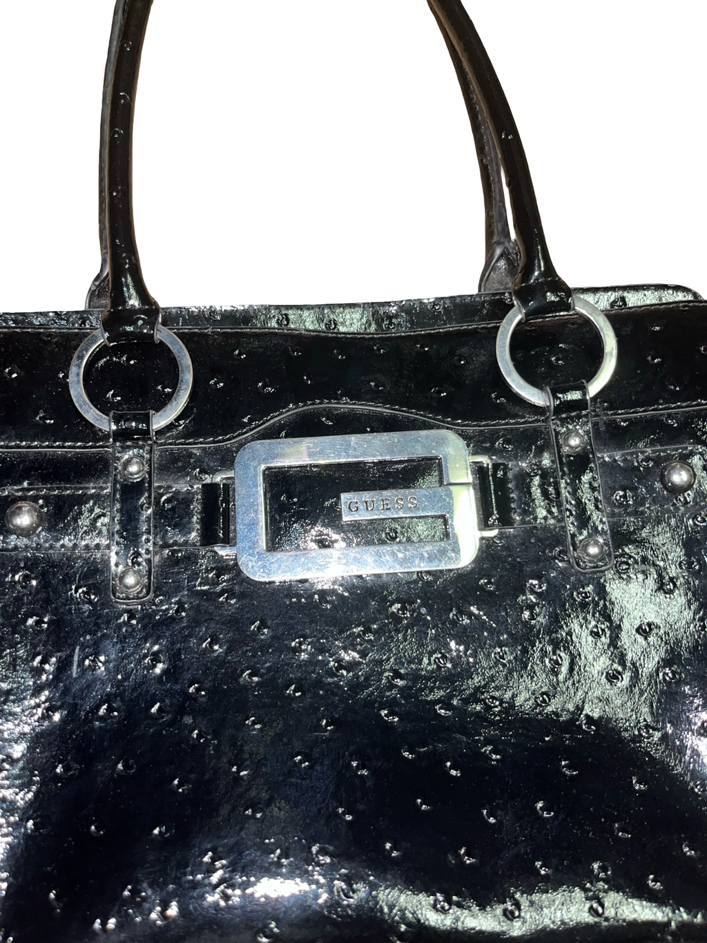 Y2K GUESS Black and Silver Buckle Handbag 2000’s