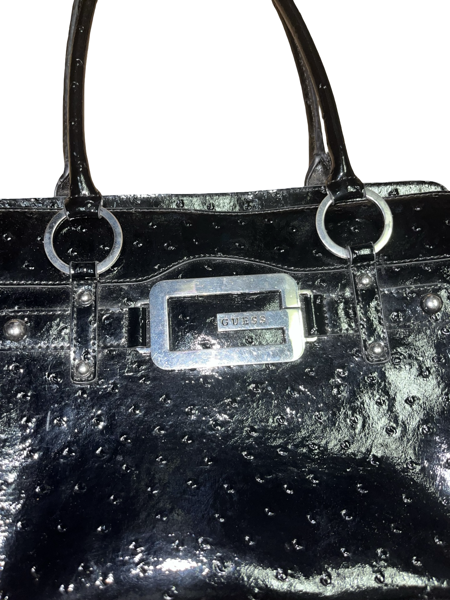 Y2K GUESS Black and Silver Buckle Handbag 2000’s