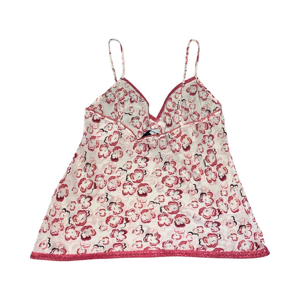 Jasper Conran pure silk pink floral cami uk 12