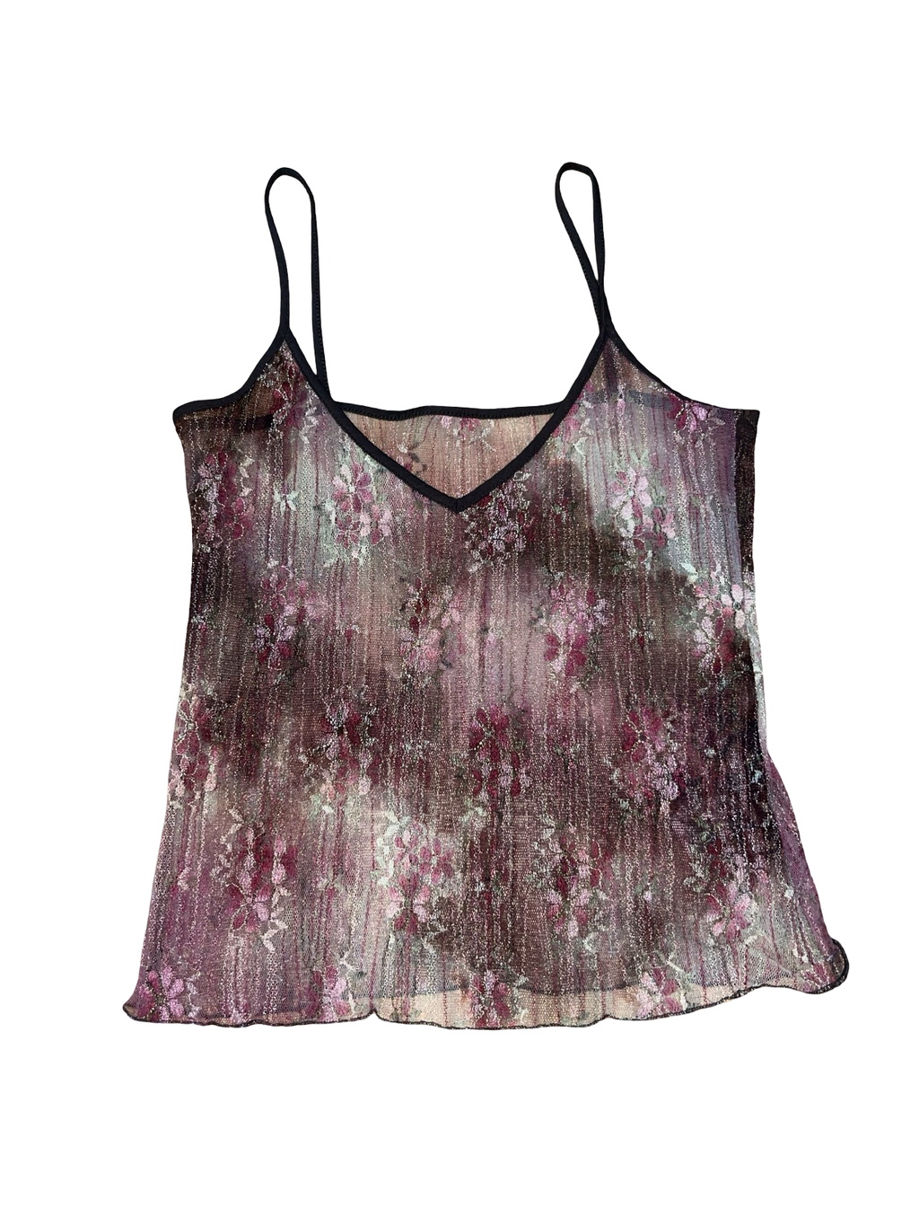 Y2K Per Una Sheer Floral Mesh Cami Top Fairy ukM