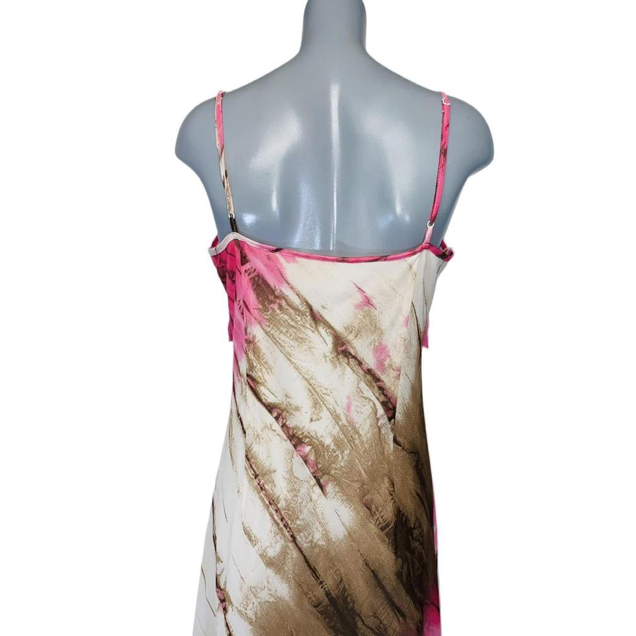 Pink and brown tie dye y2k fit and flair dress uk size M
