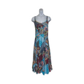 Chiffon double lined floral print midi dress/ beaded uk14