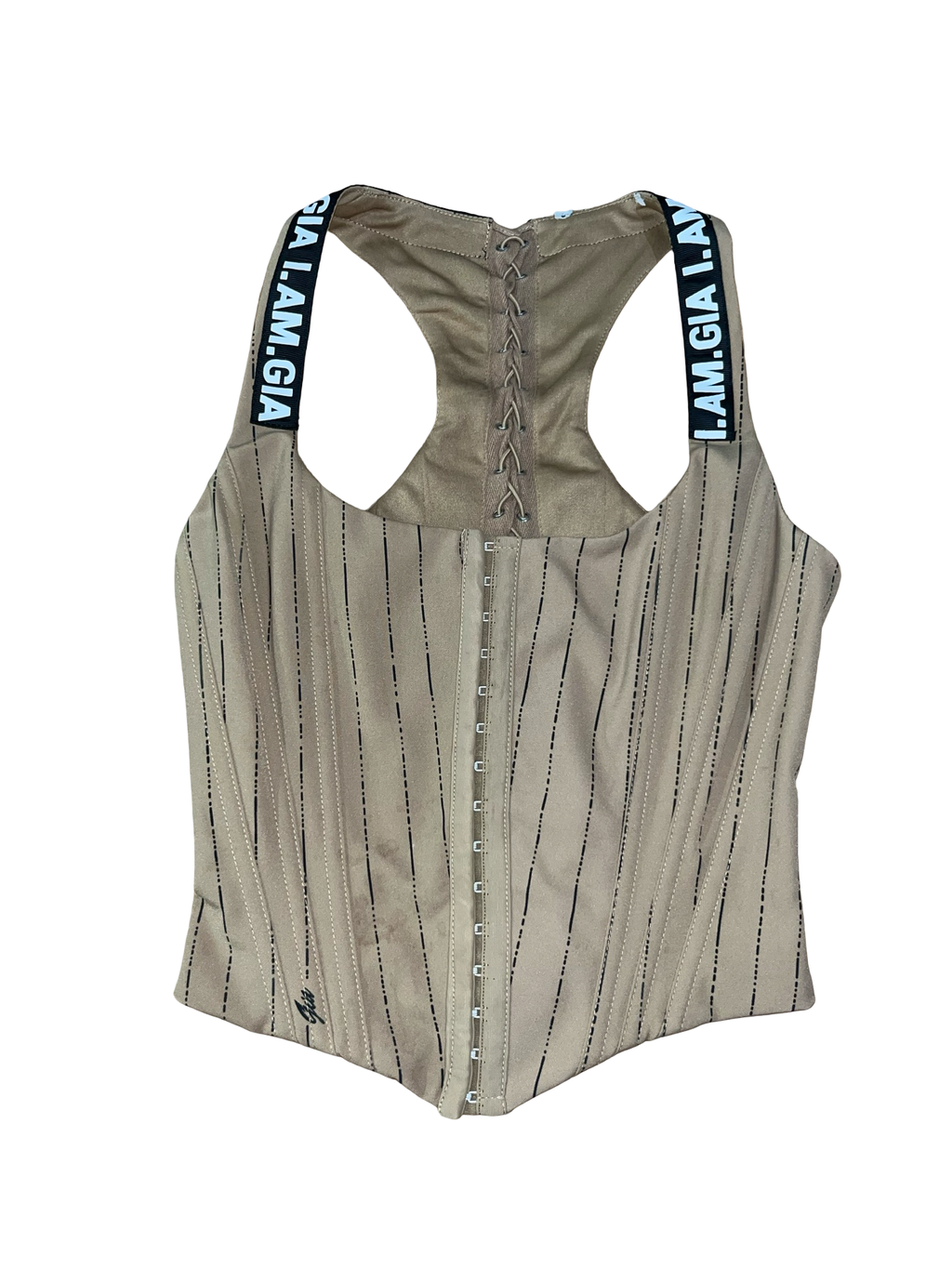 I.AM.GIA Phaedra Corset Top Beige Lace Up Y2K SizeS